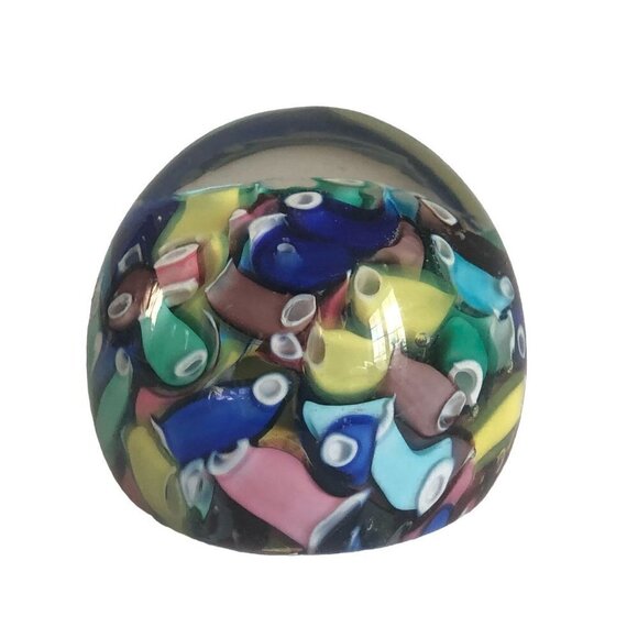 Vintage Murano Glass Confetti Paperweight Fratelli Taso Millefiori Small Multi C - Picture 4 of 10